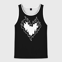 Майка-безрукавка мужская Burning heart, цвет: 3D-белый