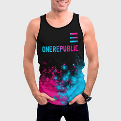 Майка-безрукавка мужская OneRepublic - neon gradient посередине, цвет: 3D-черный — фото 2