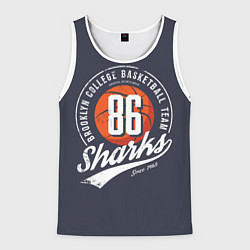 Майка-безрукавка мужская Basketball sharks, цвет: 3D-белый