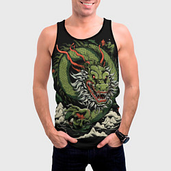 Майка-безрукавка мужская Символ года зеленый дракон, цвет: 3D-черный — фото 2