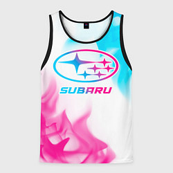 Майка-безрукавка мужская Subaru neon gradient style, цвет: 3D-черный