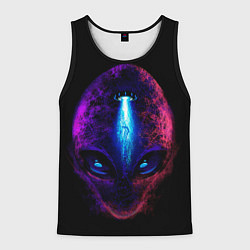 Майка-безрукавка мужская UFO alien head, цвет: 3D-черный