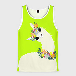 Мужская майка без рукавов Летняя лама - альпака в венке