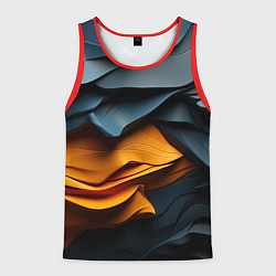 Майка-безрукавка мужская Темная текстура с желтой вставкой, цвет: 3D-красный