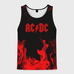 Майка-безрукавка мужская AC DC огненный стиль, цвет: 3D-черный