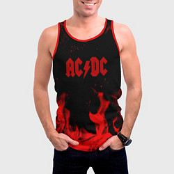 Майка-безрукавка мужская AC DC огненный стиль, цвет: 3D-красный — фото 2