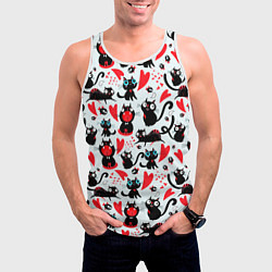 Майка-безрукавка мужская Смешные любящие кошки, цвет: 3D-белый — фото 2
