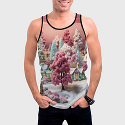 Майка-безрукавка мужская Зимний закат новый год, цвет: 3D-черный — фото 2