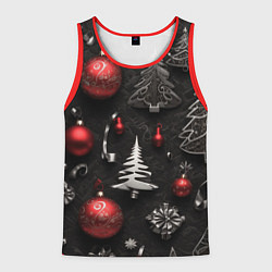 Мужская майка без рукавов Новогодние игрушки елочные