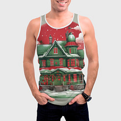 Майка-безрукавка мужская Рождественский дом, цвет: 3D-белый — фото 2