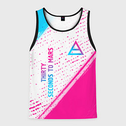 Майка-безрукавка мужская Thirty Seconds to Mars neon gradient style вертика, цвет: 3D-черный