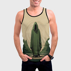 Майка-безрукавка мужская Незнакомец в зелёном балахоне, цвет: 3D-черный — фото 2