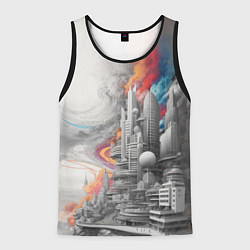 Мужская майка без рукавов Футуристичный городской пейзаж