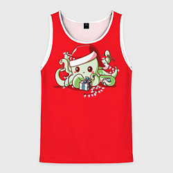 Мужская майка без рукавов Новогодний осьминог