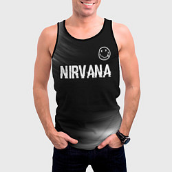 Майка-безрукавка мужская Nirvana glitch на темном фоне посередине, цвет: 3D-черный — фото 2