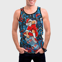 Майка-безрукавка мужская Санта Клаус на скейтборде, цвет: 3D-черный — фото 2