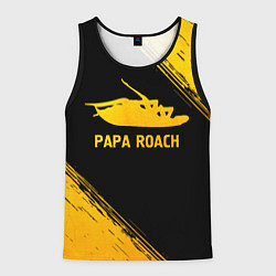 Майка-безрукавка мужская Papa Roach - gold gradient, цвет: 3D-черный