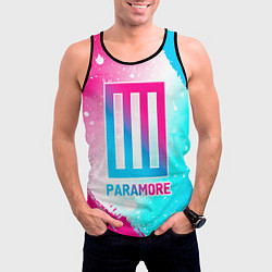 Майка-безрукавка мужская Paramore neon gradient style, цвет: 3D-черный — фото 2