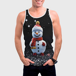 Майка-безрукавка мужская Милый снеговик на Рождество, цвет: 3D-белый — фото 2