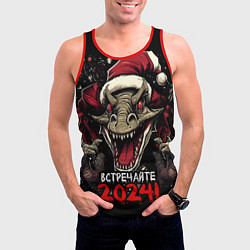 Майка-безрукавка мужская Встречайте 2024 год дракона, цвет: 3D-красный — фото 2
