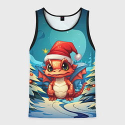 Мужская майка без рукавов Маленький новогодний милый дракошка 2024
