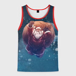 Мужская майка без рукавов Летящий Санта