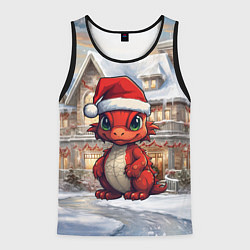 Мужская майка без рукавов Красный маленький дракон 2024