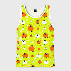 Майка-безрукавка мужская Стадо овец в поле, цвет: 3D-белый