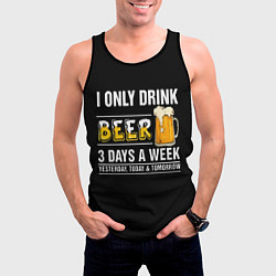 Майка-безрукавка мужская I only drink beer 3 days a week, цвет: 3D-черный — фото 2