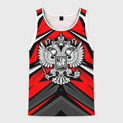 Мужская майка без рукавов Россия - красная геометрия