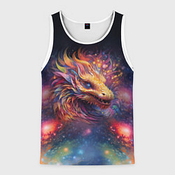 Майка-безрукавка мужская Космический дракон - символ года, цвет: 3D-белый
