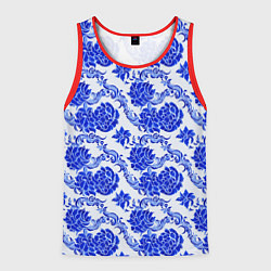 Майка-безрукавка мужская Гжель классика, цвет: 3D-красный