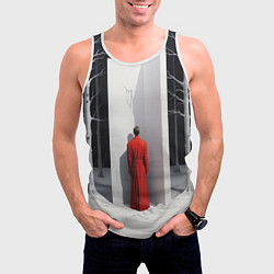 Майка-безрукавка мужская Мужчина в красном пальто, цвет: 3D-белый — фото 2