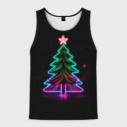 Мужская майка без рукавов Неоновая ёлка