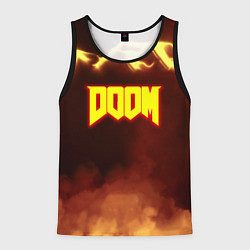 Майка-безрукавка мужская Doom storm огненное лого, цвет: 3D-черный