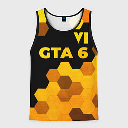 Майка-безрукавка мужская GTA 6 - gold gradient посередине, цвет: 3D-черный