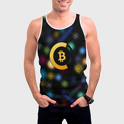 Майка-безрукавка мужская Bitcoin logo criptomoney, цвет: 3D-белый — фото 2