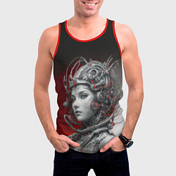Майка-безрукавка мужская Девушка в кибернетическом шлеме, цвет: 3D-красный — фото 2