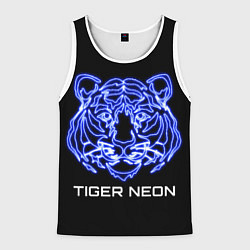 Майка-безрукавка мужская Tiger neon art, цвет: 3D-белый