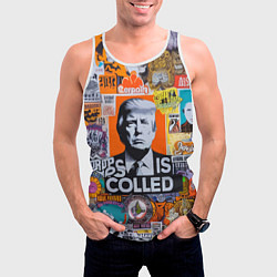 Майка-безрукавка мужская Donald Trump - american сollage, цвет: 3D-белый — фото 2
