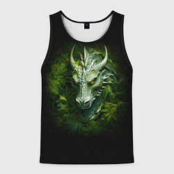 Майка-безрукавка мужская Зеленый древесный дракон в зарослях, цвет: 3D-черный