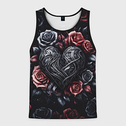 Мужская майка без рукавов Витиеватое сердце с розами