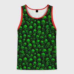 Майка-безрукавка мужская Зеленые черепа, цвет: 3D-красный