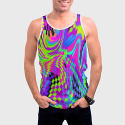 Майка-безрукавка мужская Психоделический глитч, цвет: 3D-белый — фото 2