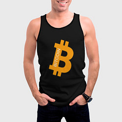 Майка-безрукавка мужская Биткоин криптовалюта оранжевое лого, цвет: 3D-черный — фото 2