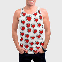 Майка-безрукавка мужская Стикеры наклейки сердечки объемные, цвет: 3D-белый — фото 2