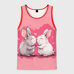 Майка-безрукавка мужская Милые влюбленные кролики, цвет: 3D-красный