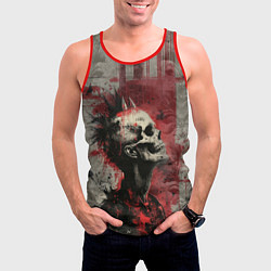 Майка-безрукавка мужская Панк скелет с рогами, цвет: 3D-красный — фото 2