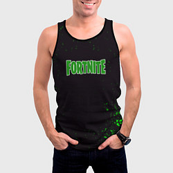 Майка-безрукавка мужская Fortnite зеленый краски лого, цвет: 3D-черный — фото 2