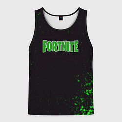 Майка-безрукавка мужская Fortnite зеленый краски лого, цвет: 3D-черный
